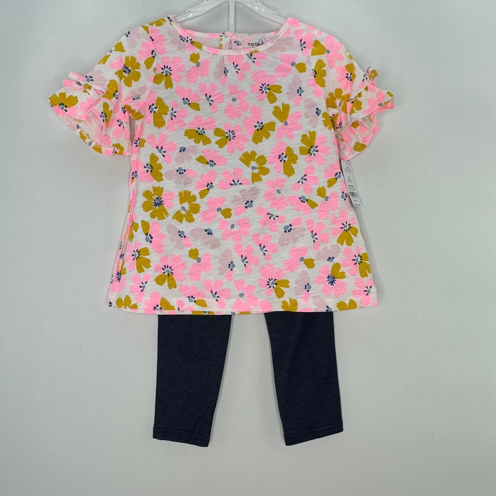 Carter's Floral Tunic & Leggings Set Girls Size 6/6x 2-Piece Cute Cottage Spring